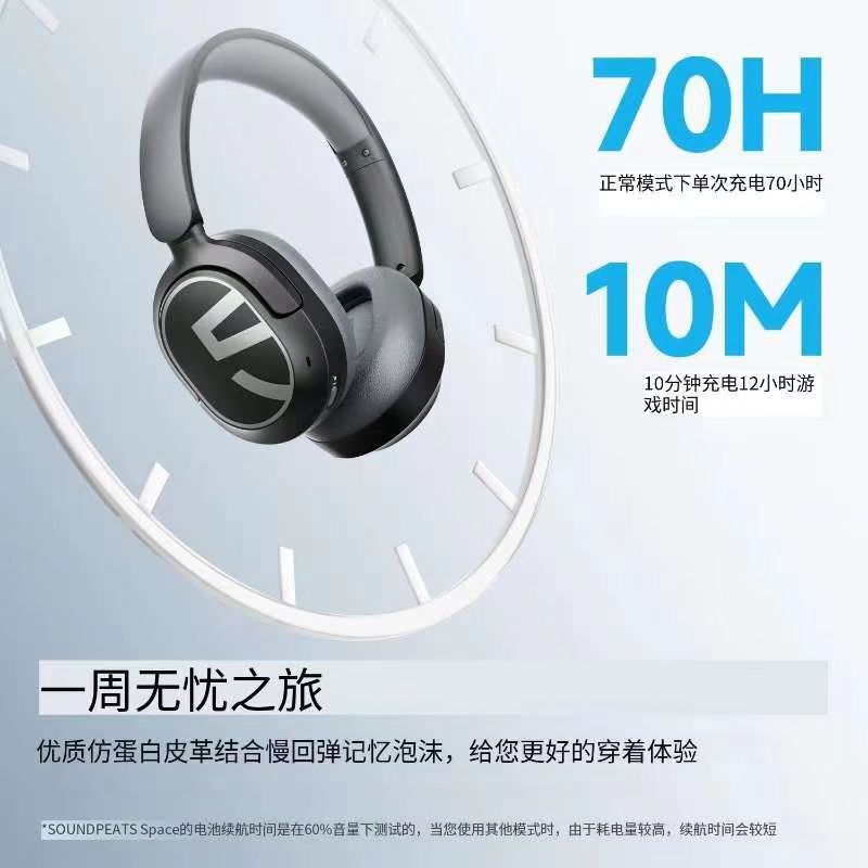 Soundpeats Peat A8 Headset Bluetooth Active Noise Canceling Wireless Gaming Computer Headset International Version