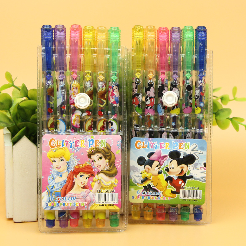 6 Color Katong Flash Watercolor Pen Multicolored Glittery Pen Fluorescent Pen Sparkling Pen Student Prize