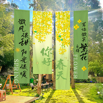 Spring theme outdoor atmosphere decoration hanging cloth spring market small dean banner outdoor check-in photo background cloth