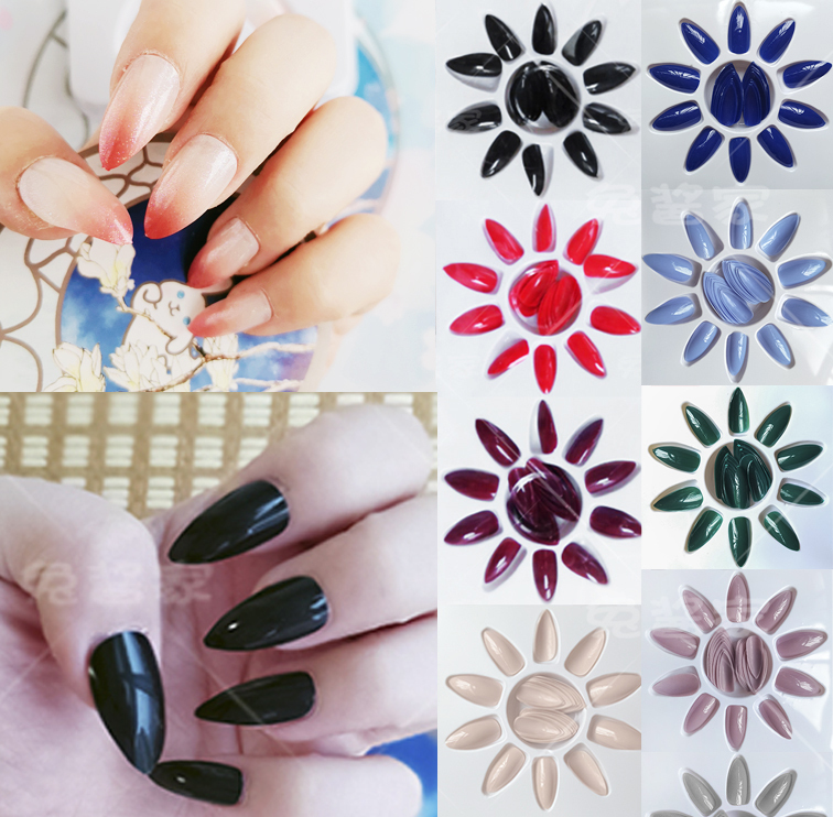 Rabbit Sauce House】Red Monster Colorful Pointed Nails Cosplay Demon Demon Slayer Nezuko Rengoku Cosplay Fake Nails