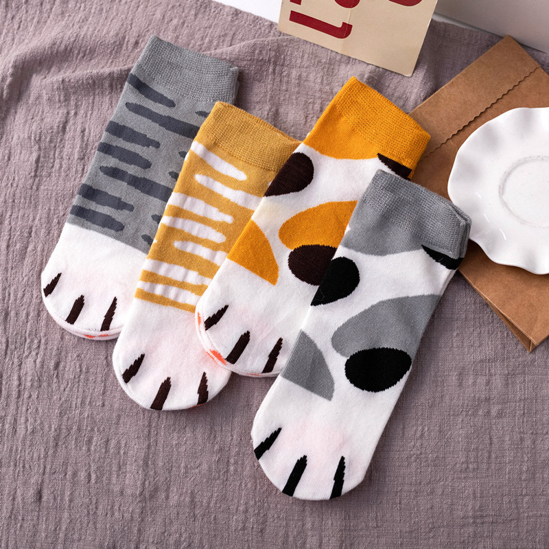 Cute Cartoon Japanese-Style Cat Paw Low-Cut Boat Socks for Spring and Autumn, Fresh and Simple Women's Short Socks, Student Cotton Low-Top Socks Cute Cartoon Japanese-Style Cat Paw Low-Cut Boat Socks for Spring and Autumn, Fresh and Simple Women's Short Socks, Student Cotton Low-Top Socks