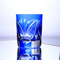 Japanese cut colored carved glass home vintage blue wine glass beer cup creative cocktail Cup