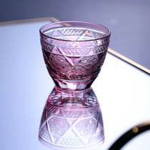 Japanese colored wine glass Edo cut hand-carved small wine glass home vintage white wine wine glass fruit wine cup