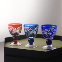 ZGNO Japanese high feet colorful carved glass white wine glass home vintage wine glass cup fruit wine cup