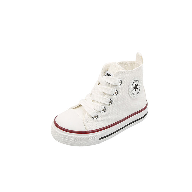 Children's high-top canvas shoes 2022 spring and autumn new boys and girls casual white shoes Korean version of medium and large children's skate shoes