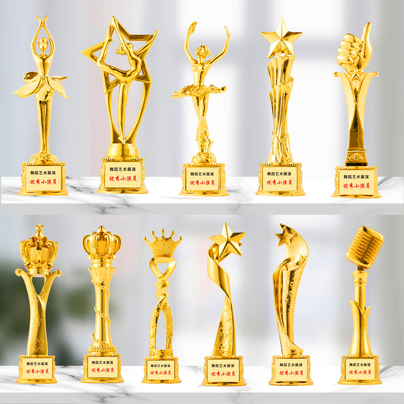 Trophy custom making gold resin crystal trophy thumb pentagon annual meeting competition dance art Oscar