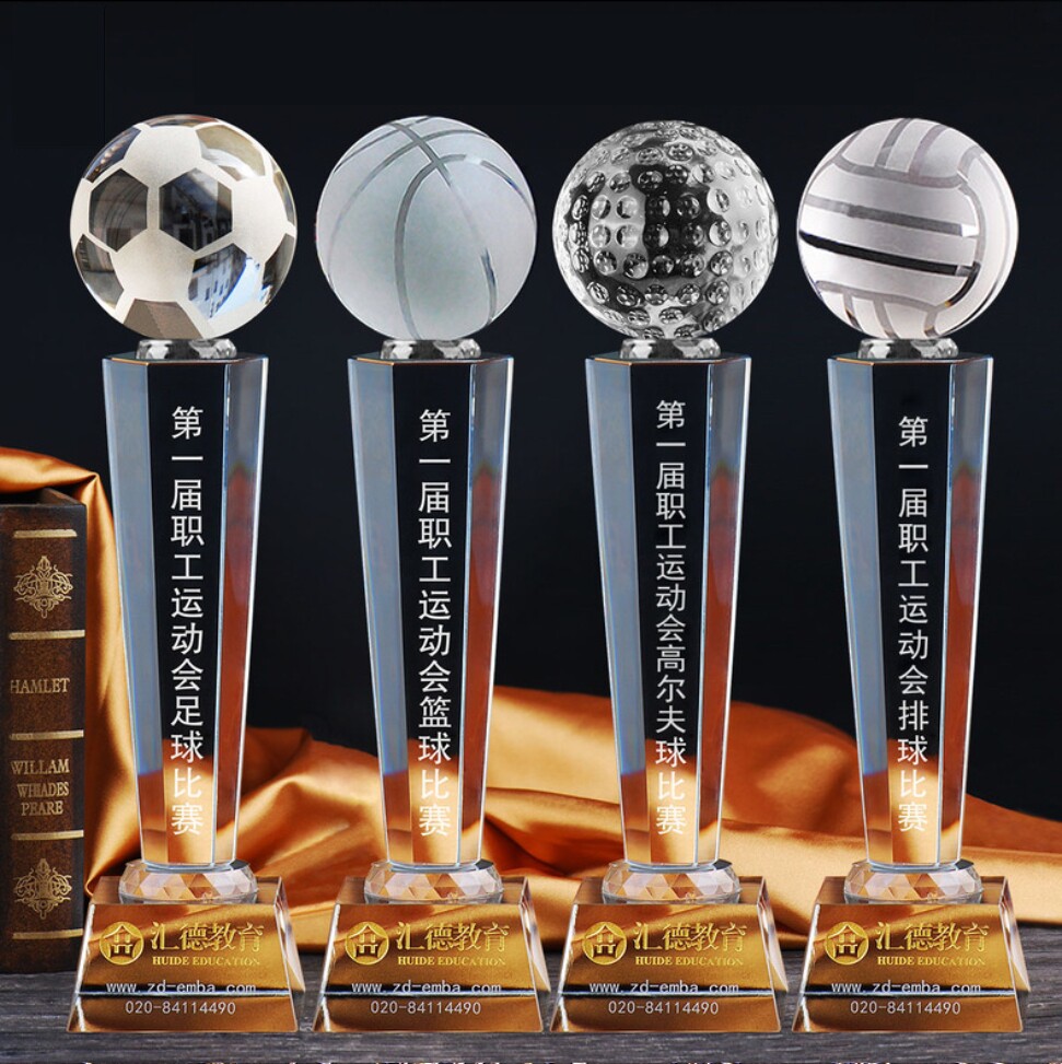 Basketball Football Volleyball Golf Table Golf Balls Crystal Trophy Cheap Crystal Trophy