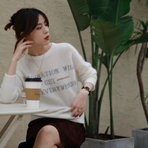 Special price Zhao style style has tonality double-sided jacquard letter nail beads lazy mohair sweater