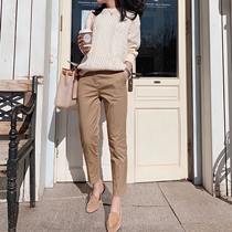Zhao family love khaki pants texture twill cotton nine-point casual pants fit simple commuter small straight pants