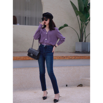 Zhao money contract for the whole year Turkish fabric slim Joker high waist narrow leg slim elastic denim pencil pants