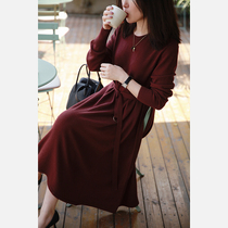Zhao type Tokyo Dai Guanshan machine washable wool 21 autumn Joker slim A belt knitted dress
