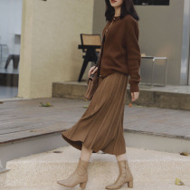 Zhao style art heroine 21 autumn and winter wool knitted drop slim joyfully pleated long skirt