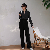 Zhao type bi this season bi into Japan Y factory fabric 21 autumn thin show leg long wrinkle resistant straight tube trousers