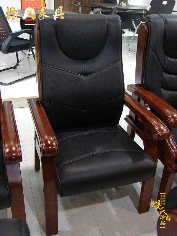 Black leather executive chair boss chair office chair computer chair solid wood chair conference chair leather office furniture