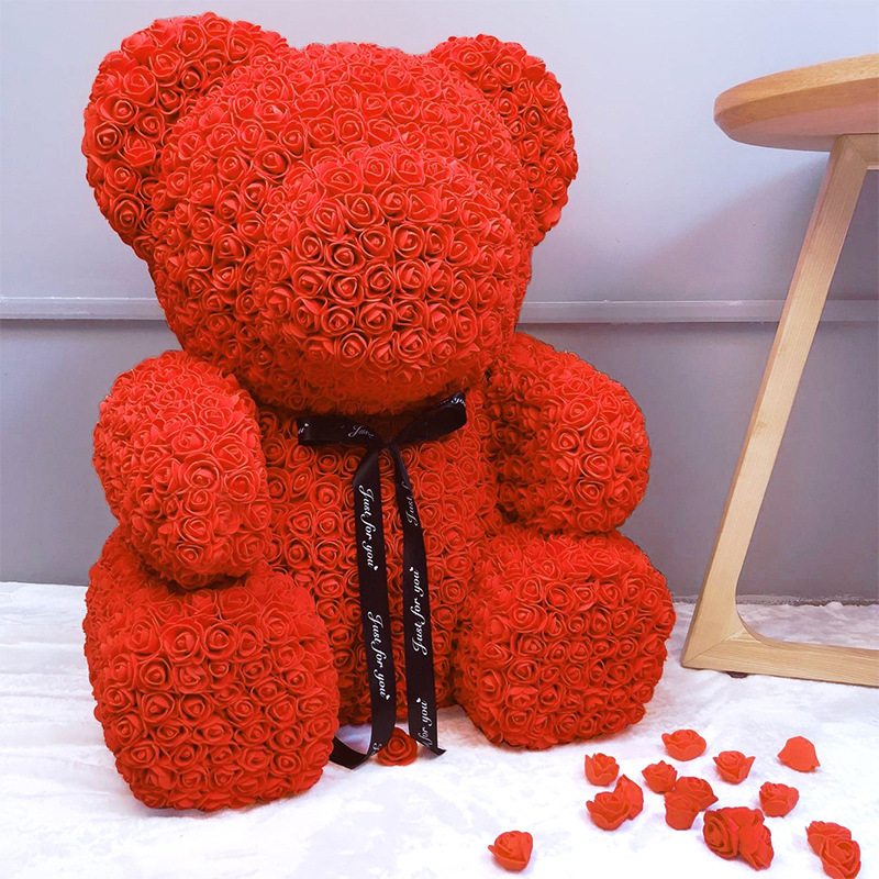 Send a women's ticket Rose to hold a bear Seven New Year's Eve Stuffed Toy Doll Birthday Courting Romantic Props Valentine's Day