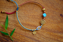 Gold Stone Record 18k Pure Gold Handmade Delicate Flower Silk Hollowed-out Round Card Auspicious Gold Pendant Gold Lotus Gold Flower Beads