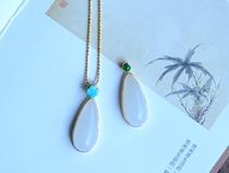 White tea clear and cheerful no matter glass species Zhengyang green egg noodles seed grade white water drop pendant 18k Heavy gold Seiko