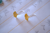 {Late autumn} Hand made sterling silver-plated real gold ginkgo leaf earrings