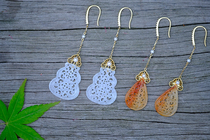 Floral Dreams 18K Handmade Lace Emerald Hollowed-out Flowers Slices Natural small pearl earbuds Elegant Euphoria