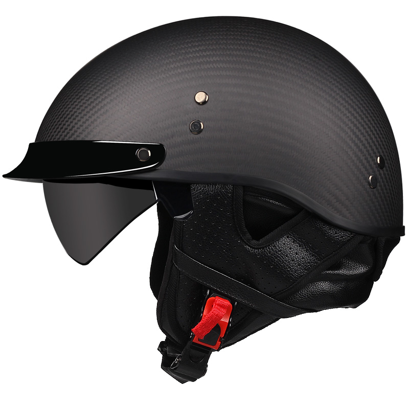 3C carbon fiber retro Harley electric motor vehicle safety helmet male and female locomotive safety helmet American cruising semi-helmets