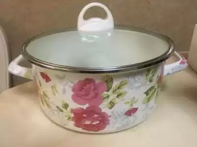 Ruiyi enamel enamel pot peony double ear boiling pot soup pot stew pot large capacity induction cooker gas stove suitable pot