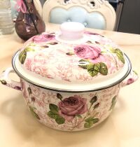  Ruiyi enamel enamel pot Festive red double-ear burning pot Soup pot Stew pot Large capacity induction cooker Gas stove suitable pot