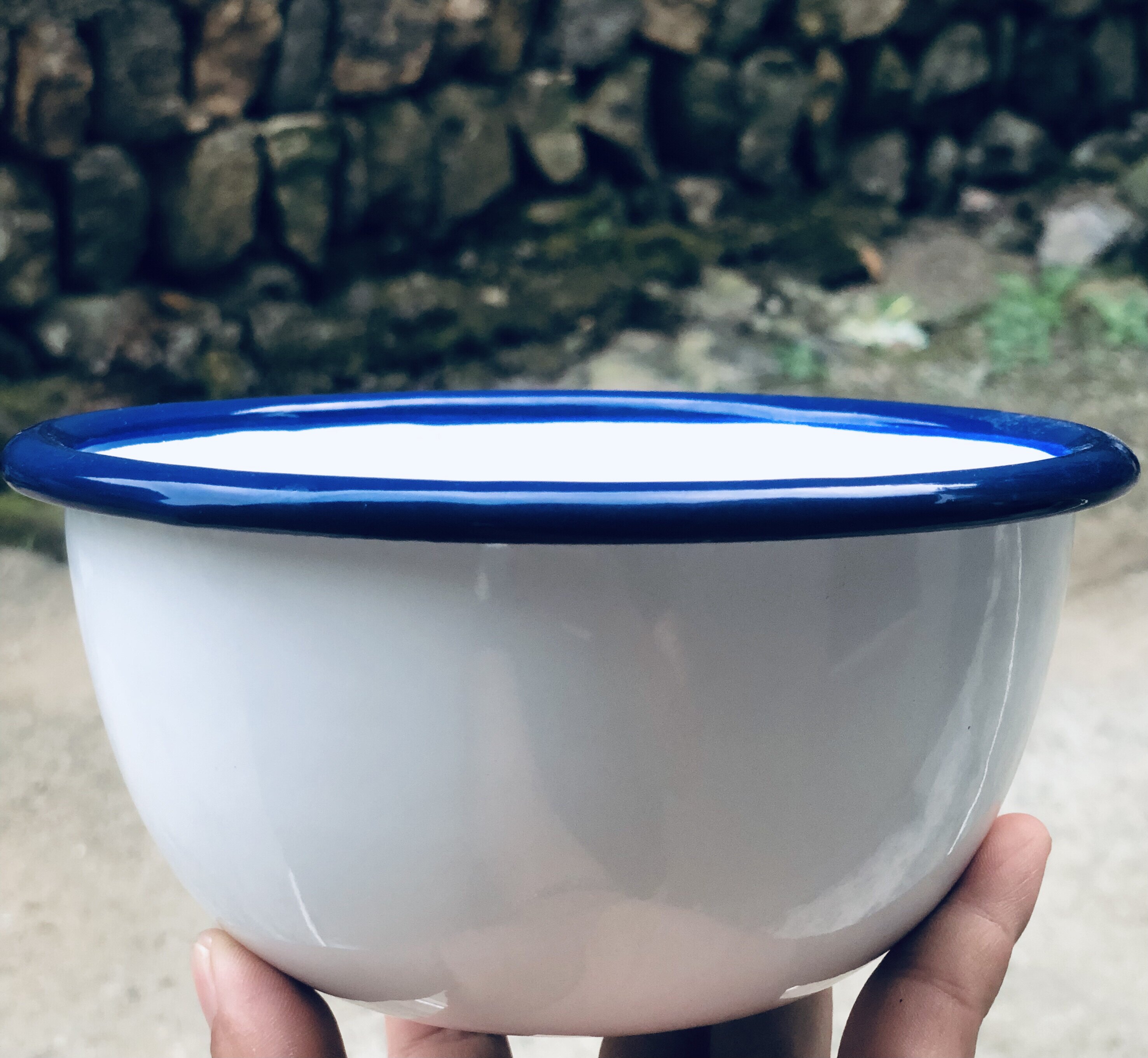 Enamel bowl thickened deep bowl Foam Noodle Bowl Blue Edge Old bowl Vegetable Salad Bowl Foreign Trade Original single New Pine Exterior Delivery Bowl