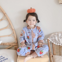 One-and-a-half-year-old baby autumn and winter sleeping bag children Siamese fang ti bei men baby coral fleece zip long sleeve womens sleepwear