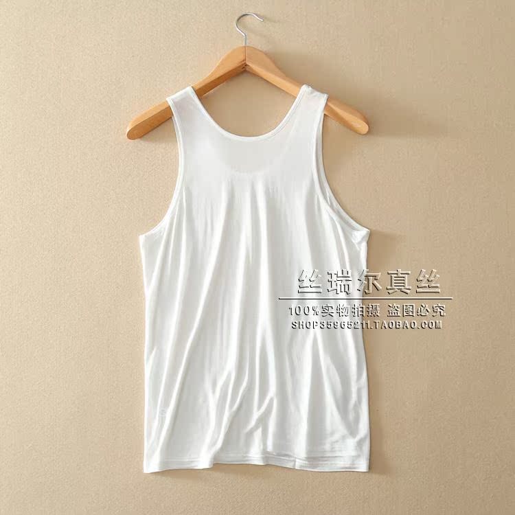 Mùa hè đích thực lụa tơ tằm dệt vải lụa nam vest vest mồ hôi mượt mà với 3x áo thun ba lỗ