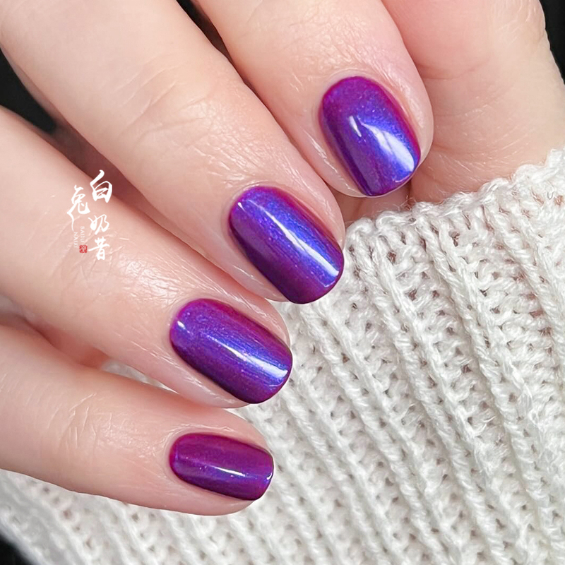 Blue-Purple Is Truly a Color That Never Gets Old. White Rabbit Milkshake Opi Nail Polish Electric Purple T85 with Blue Polarized Fine Shimmer