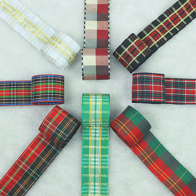 2 6cm wide Baicaihui British campus wind multicolor plaid polyester ribbon hair accessories DIY bow clothing