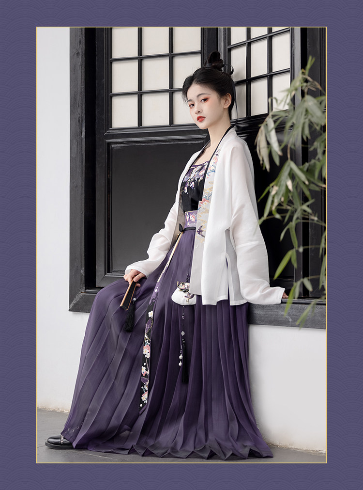 Китайцы одежда наборы 瞳莞原创宋制汉服女云自无心风筝刺绣飞机袖日常吊带内搭通勤褶裙