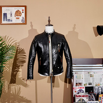 RL style heavy tea core horsehide venom leather jacket mens stand collar motorcycle jacket American retro short Tom Hardy