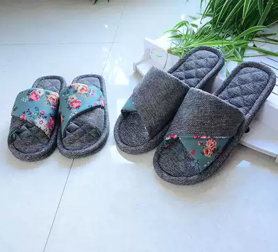 Fabric Silent Home Indoor Cotton Men and Women Four Seasons Lovers Silent Soft Bottom Machine Washing Cloth Slipper