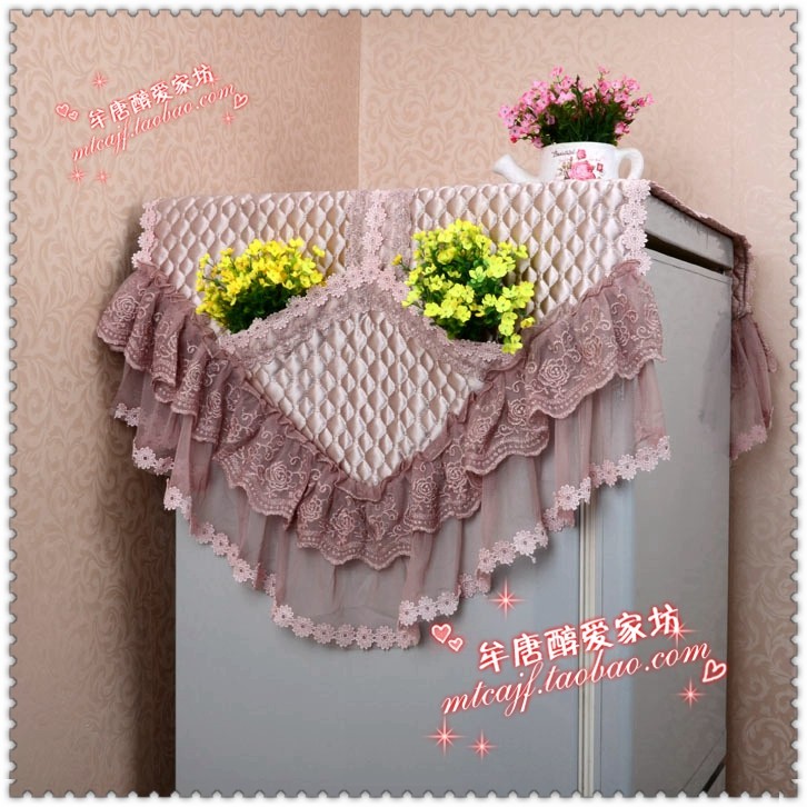 Fridge cover towel lace refrigerator towel cloth art single double open door fridge dust cover Sub-European style na bag Mont