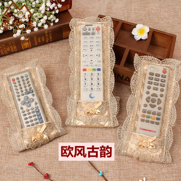 Châu âu cao cấp vải điều khiển từ xa đặt ren thêu bụi che TV điều hòa không khí điều khiển từ xa bảo vệ bìa