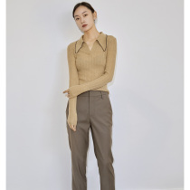 mytopbuyer autumn winter lapel black knitted top green long sleeve base shirt soft waxy sweater cardigan women