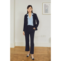 mytopbuyer autumn new navy blue striped V collar one button slim temperament suit commuter suit