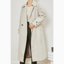 mytopbuyer long windbreaker women 2021 temperament rice Gray two buckles loose slim coat