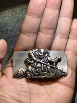 Century-old silver gilt buckle Master handmade sword Arhat with gilt retention at the bottom
