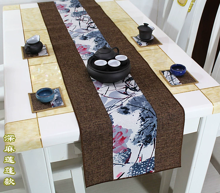 Bàn nhỏ cờ Trung Quốc thảm bông vải lanh khăn trà hẹp bàn cà phê vải khăn trải bàn khăn trải bàn dài dải tùy chỉnh rộng 25 - Khăn trải bàn
