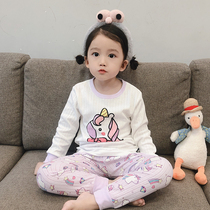Childrens pajamas autumn thin section long-sleeved cotton pure cotton cute super cute little girl baby air conditioning clothes girls home clothes
