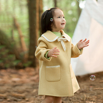 Girls coat 2022 new autumn and winter trendy baby foreign style double-sided cashmere coat fashion childrens woolen coat