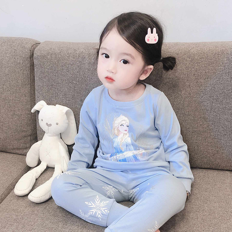 Children's pajamas pure cotton baby air-conditioning clothes girl fairy Aisha cute super cute long-sleeved girls home clothes set