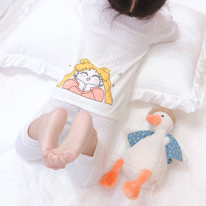 Children's pajamas, girls, summer, air-conditioning season, home clothes, boys, spring and autumn, cotton, baby, thin section, children's breathing suit