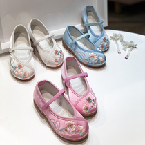 Childrens shoes retro Chinese style Hanfu costume performance embroidered shoes trendy baby antique princess shoes girls cloth shoes