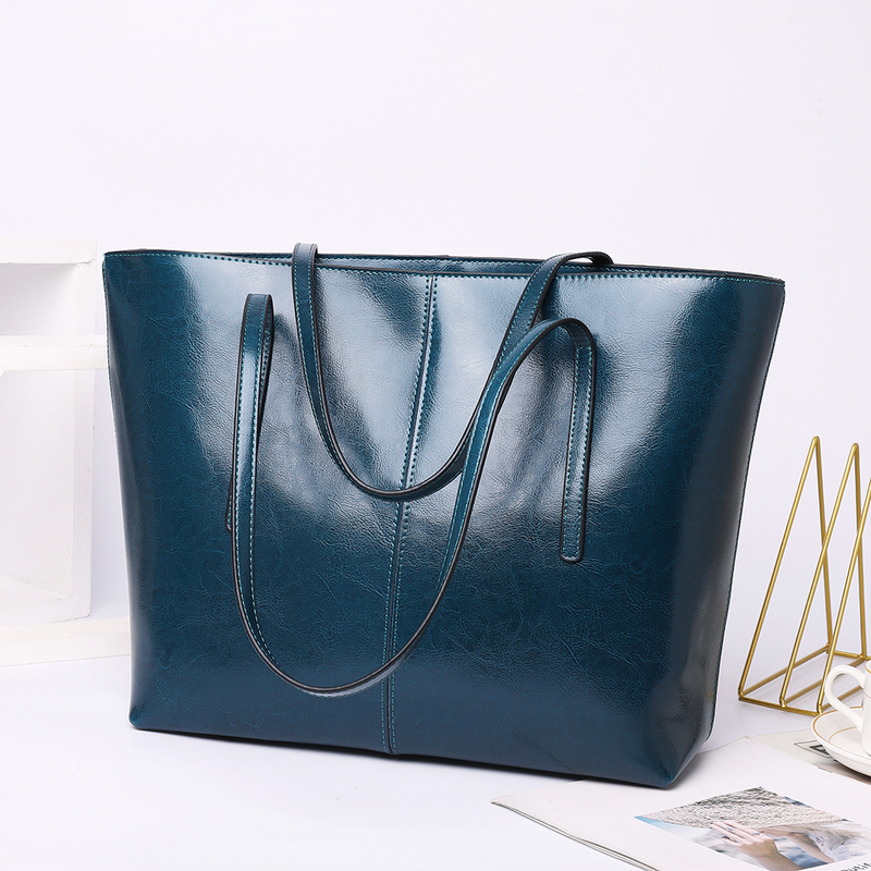 Genuine Leather Large Bag for Women 2026 New Trendy European and American Simple Oil Wax Cowhide Tote Bag Casual Handbag Shoulder Bag Genuine Leather Large Bag for Women 2026 New Trendy European and American Simple Oil Wax Cowhide Tote Bag Casual Handbag Shoulder Bag
