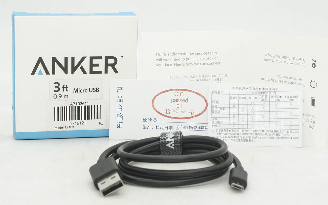 全新盒装Anker Micro USB 充电数据线480M USB2.0 Cable to Android Black 3ft/0.9m in box A7103611