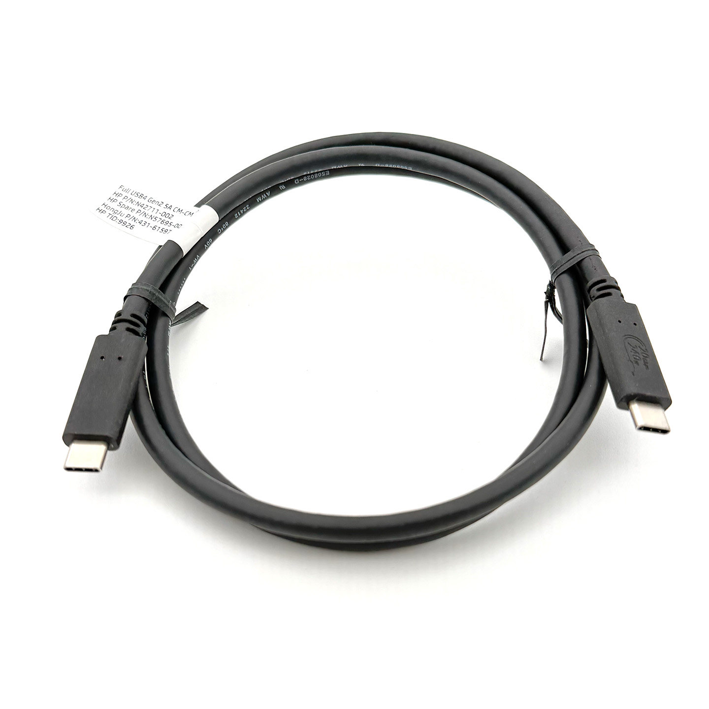 拆解报告：全新惠普雷电4 240W PD3.1快充线全功能一线通数据线 FULL USB4 Gen2 5A CM-CM TP HP P/N N42711-002 HP Spare P/N:N57695-001 HongJu P/N:431-61597 HP TID:9926