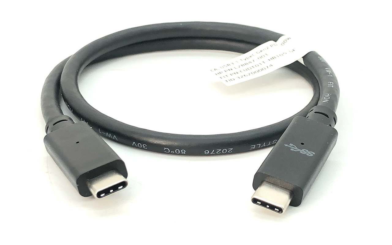 惠普USB3.1 Type c Gen2 PD 100W 0.5M 全功能一线通拆解 L28847-001 USB3.2 20G 显示器移动硬盘拓展坞连接线 4K 60HZ USB C TO USB C Cable